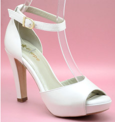Juno liso zapatos de novia blanco roto
